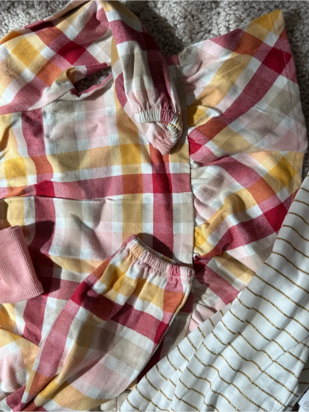 OshKosh B'gosh Pink Knit Bow Headband with Yellow and Red Plaid